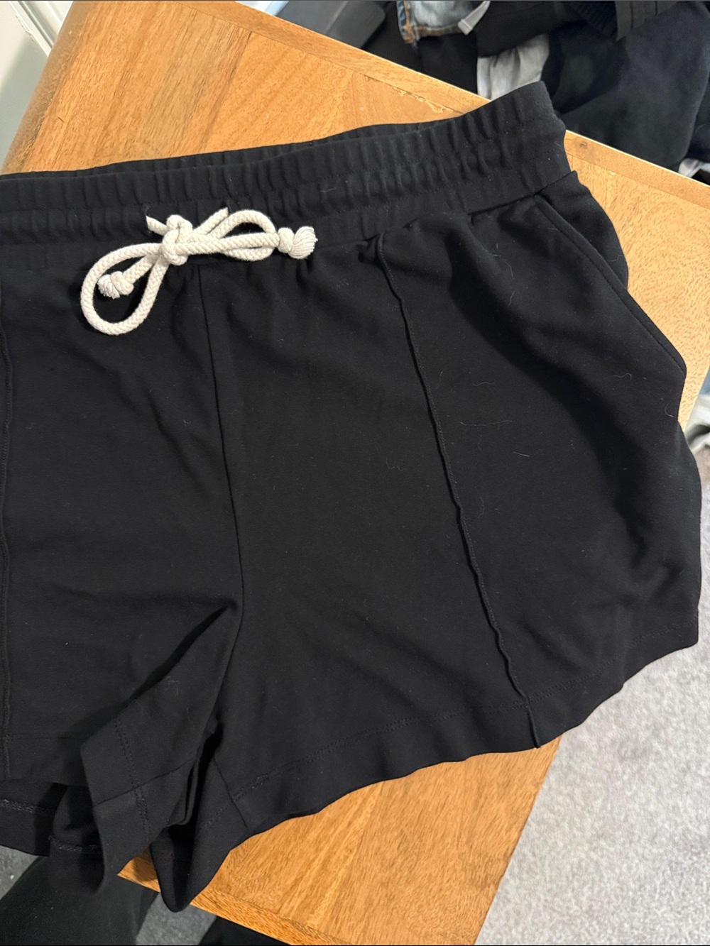 LOFT Black Athletic Drawstring Shorts with White Tie